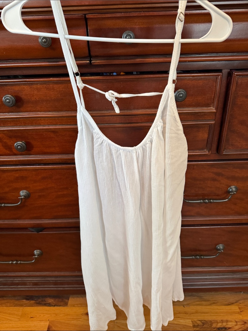 Roxy Cream Gauzy Swim Coverup Slip with Adjustable Straps